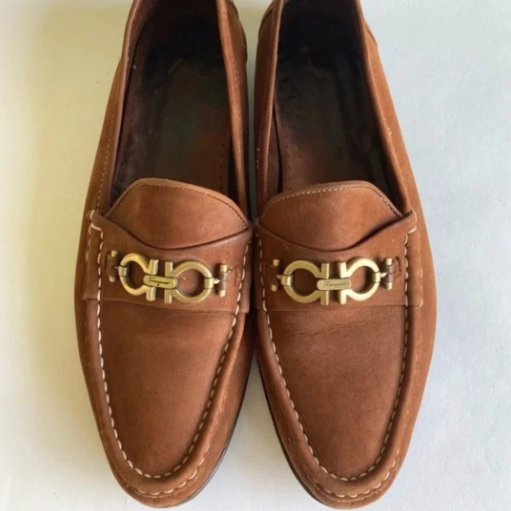 Salvatore Ferragamo Tan Suede Oxford Loafers size 9 - Picture 6 of 15